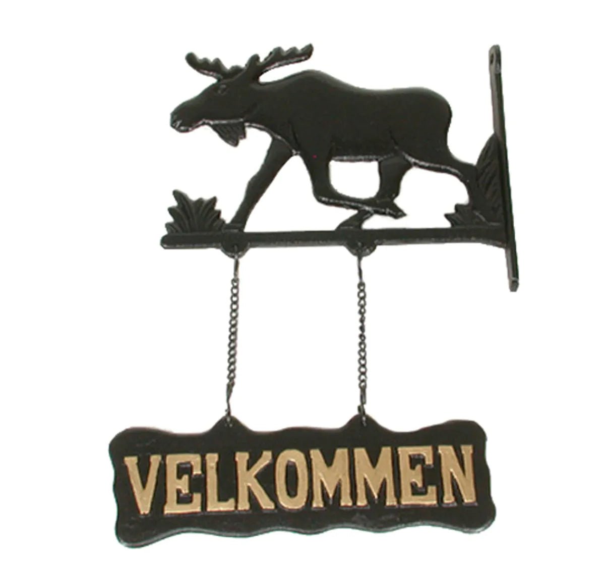 Velkommenskilt med elgmotiv hengende støpejern - NorwegianStore24