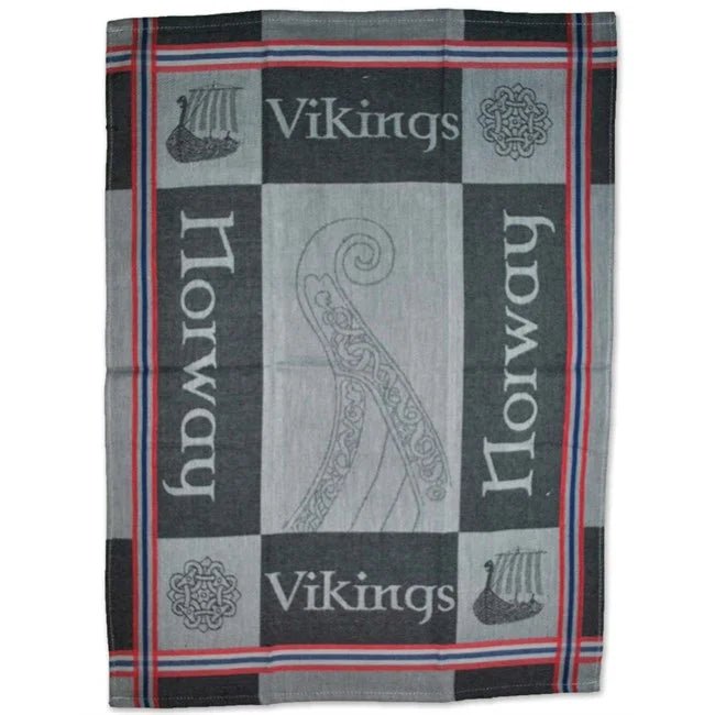 Vevet kjøkkenhåndkle, Vikingmotiv - NorwegianStore24