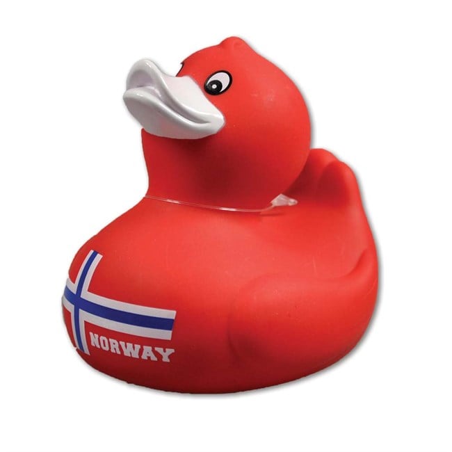 Badeand, Rød, Flagg, Norwegian rubber duck - NorwegianStore24