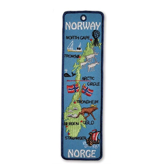Fabric bookmark, Map of Norway