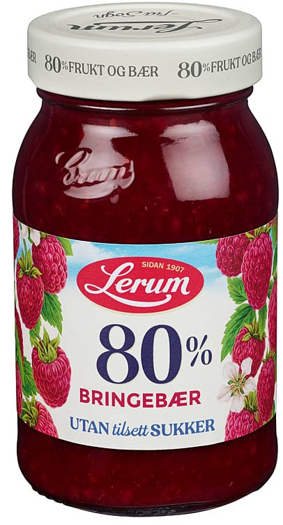 Bringebærsyltetøy U/Sukker 330g Lerum - NorwegianStore24