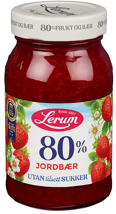 Jordbærsyltetøy U/Sukker 330g Lerum - NorwegianStore24