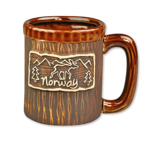 Mug, Brown, Tree Stump w/Moose