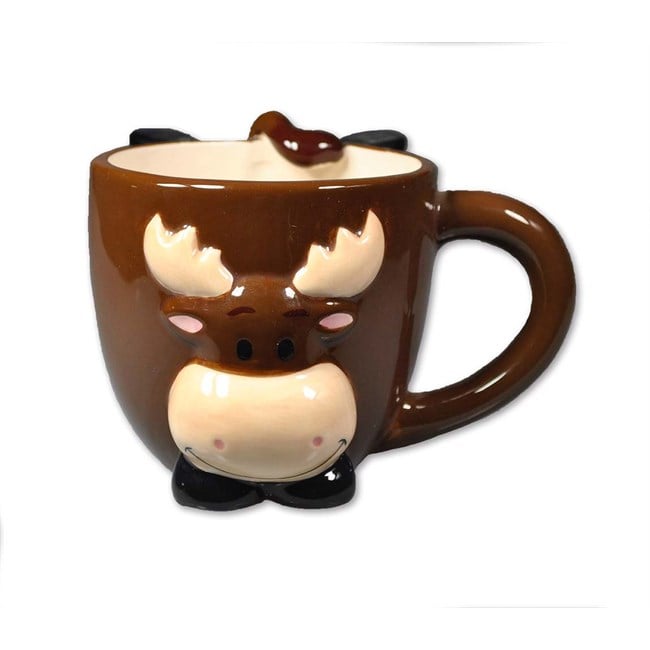 Mug, brown, moose figure