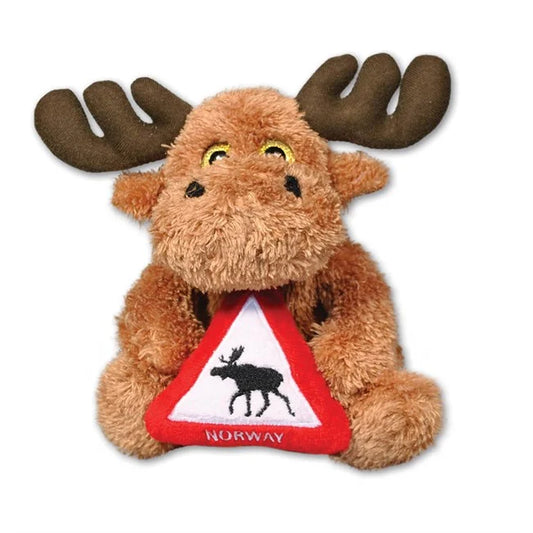 Plush elg med elg fareskilt, Medium