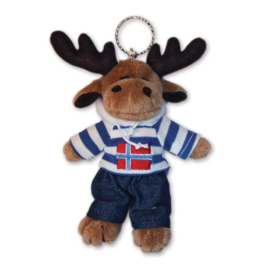 Plush elg med hettegenser, nøkkelring, blå