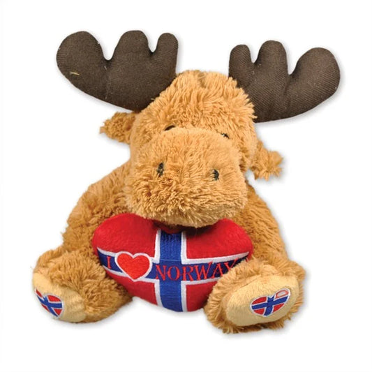 Plysh elg med flagghjerte, Liten