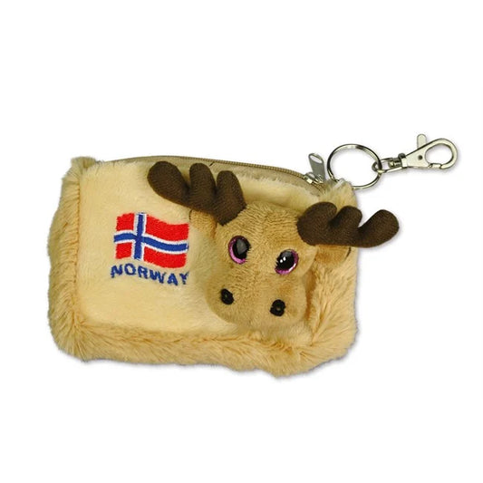 Plysh lommebok, Beige Elg Flagg