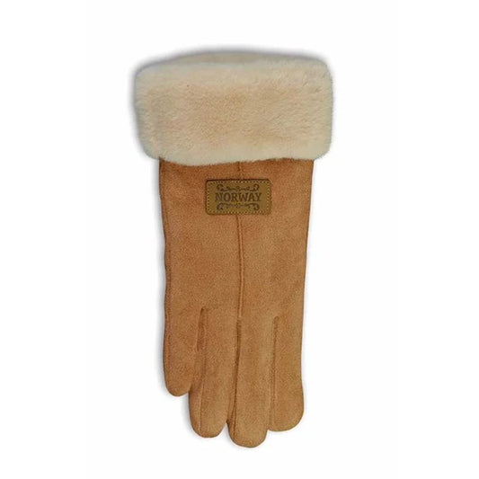 Suede women's gloves, Brown