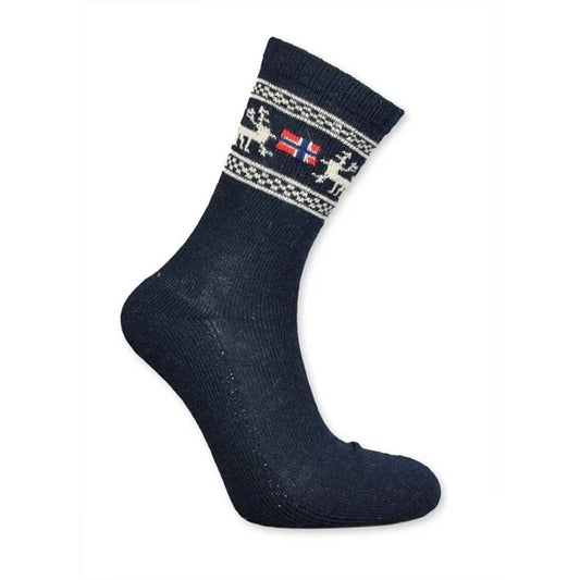 Sokk med angora, Elg Flagg, Blå 6 - 9