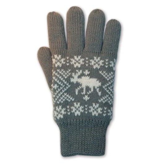 Knitted gloves, gray, moose