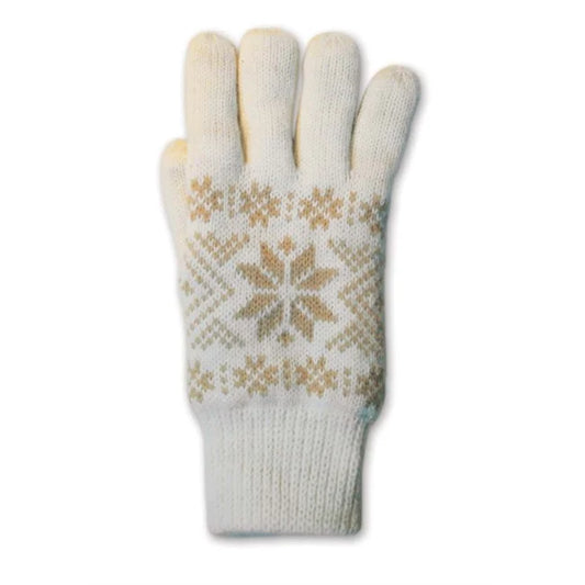 Knitted gloves, white, snowflake