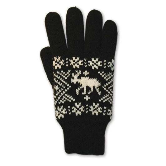 Knitted gloves, black, moose